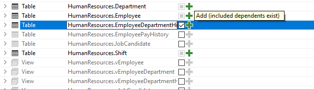 Dependencies in object selection